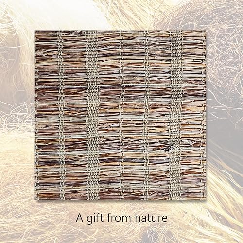 Miniatura 9 de Persianas romanas de bambú inalámbricas, 100% lino natural, diseño 12