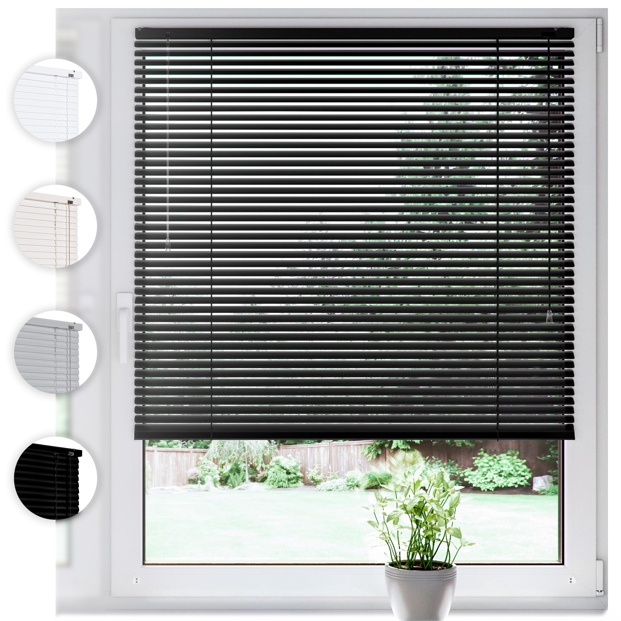 SONELLO Aluminium Jalousie 85cm x 220cm Schwarz Alu Jalousie Klemmfix ohne Bohren Sichtschutz Blendschutz Lichtschutz Sonnenschutz für Fenster und Türen
