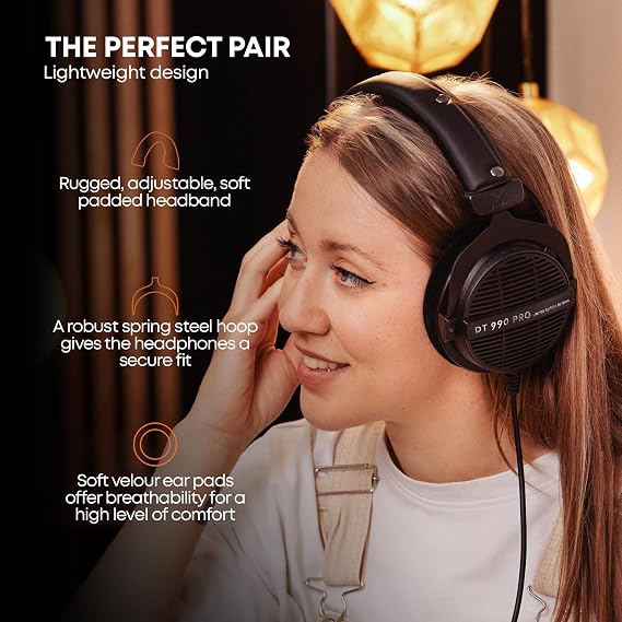 beyerdynamic DT 990 PRO Studio Headphones (80 Ohm, Black)
