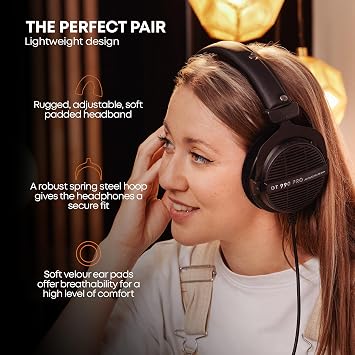 beyerdynamic DT 990 PRO Studio Headphones (80 Ohm, Black)