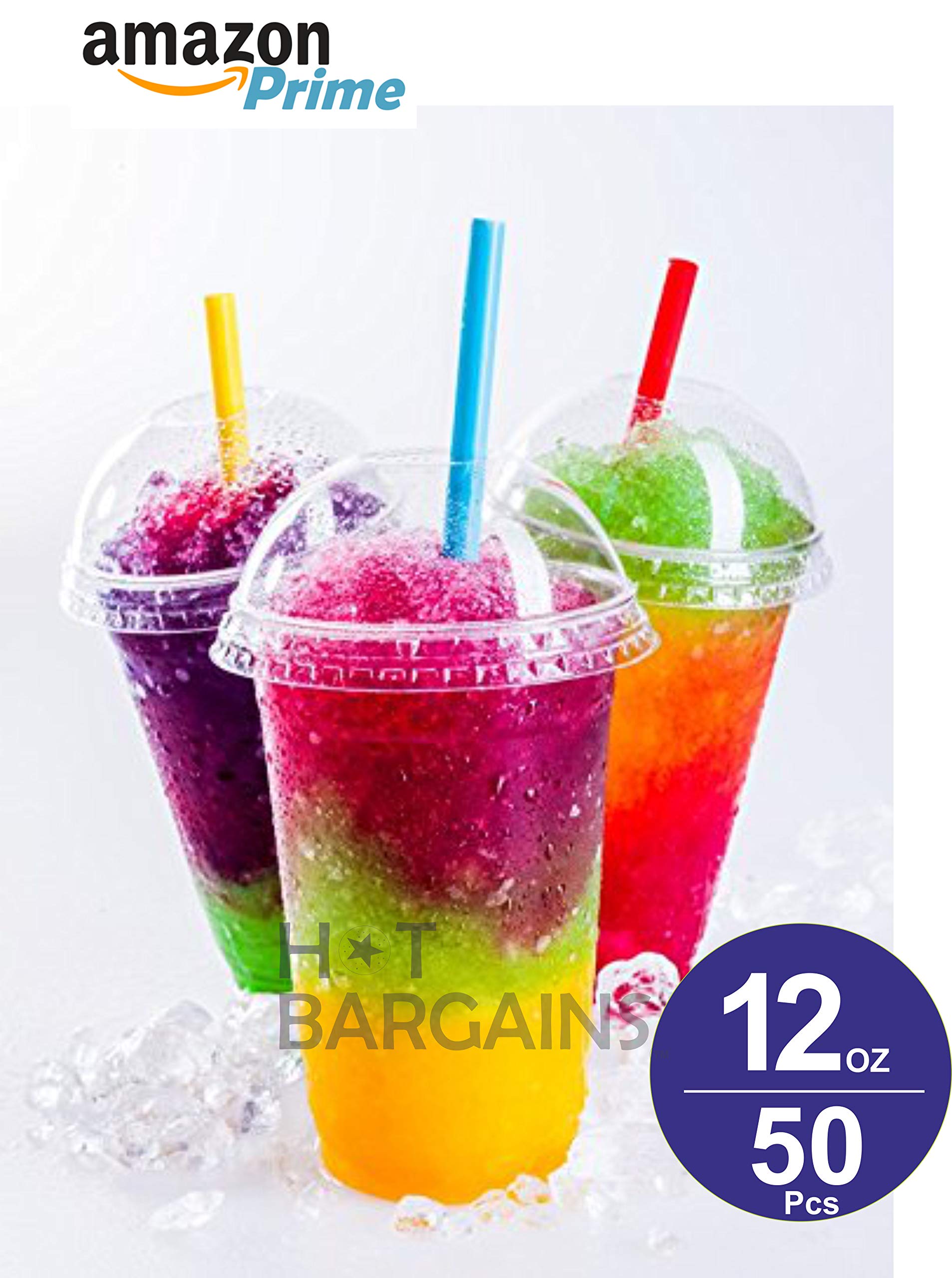 Buy 50 X 12oz Smoothie Cups with Dome Lids, Clear Plastic Cups Smoothie