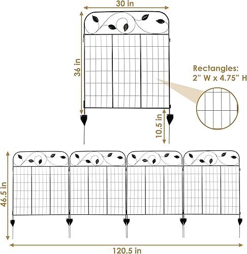 Miniatura 6 de Sunnydaze Winding Vines - Paneles decorativos de acero para valla de jardín, 30 pulgadas de ancho x 36 pulgadas de alto, 4 piezas, color negro