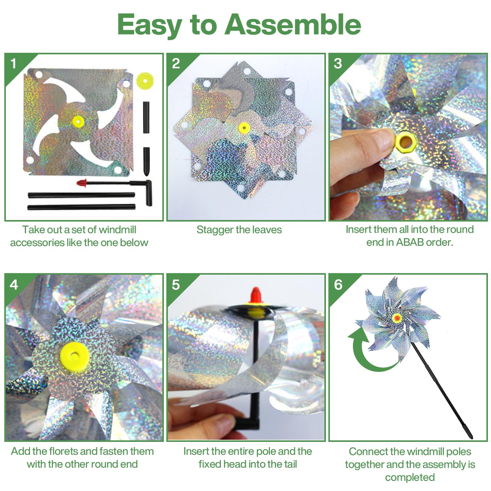 9PCS Molinos de Viento Reflectivos,Repelente de Aves,Molino de Viento Jardin,Repelente de Palomas, Pajaros.Se Utiliza para Proteger Jardines,Granja.