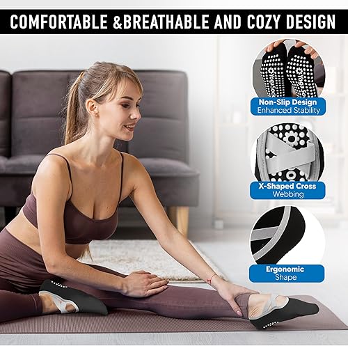 Miniatura 6 de Kit de pilates y yoga para entrenamiento en casa, 2 bloques de yoga de espuma antideslizante con bordes biselados, correa de yoga con bucles,