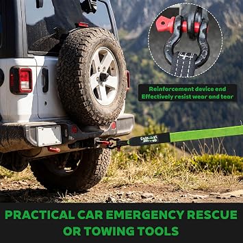 8 Ton Tow Rope, High Strength Car Tow Rope, 5m Heavy Duty Tow Rope, with 2 Reinforced Hooks, Storage Bag, Winch rope for Off Road Emergencies