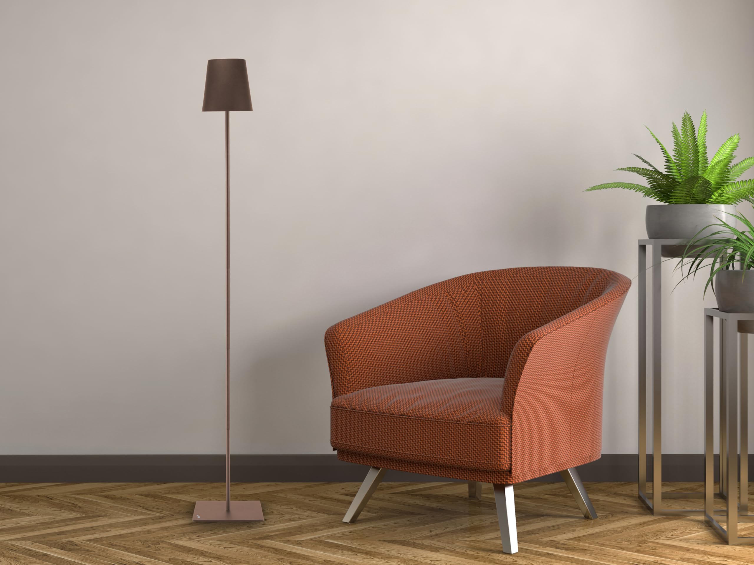 BEPER P201UTP405 XL Lampa Podłogowa z Regulacją Wysokości, Lampa Biurkowa 2.5W, Kabel USB Typu C do Ładowania, 3 Klosze, Corten