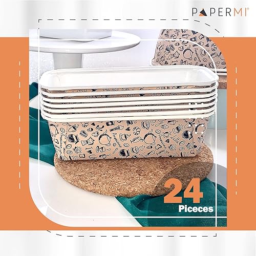 Miniatura 5 de Molde de papel desechable, molde de loft para hornear, 24 unidades, moldes rectangulares para tartas, bandeja de hornear para pan natural para