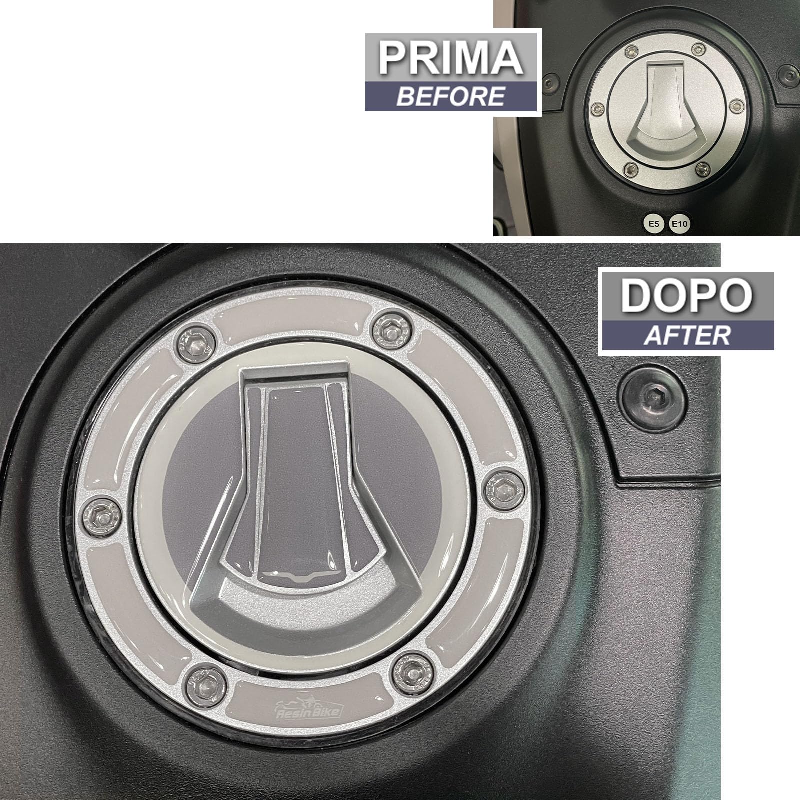 Resin Bike Adhesivos de Moto Compatibles con Moto Guzzi V100 Mandello 2023-2025 Aviazione Navale. Protection de Tanque de Choques y Arañazos de Moto. Adhesivo 3D Resinado - Made in Italy