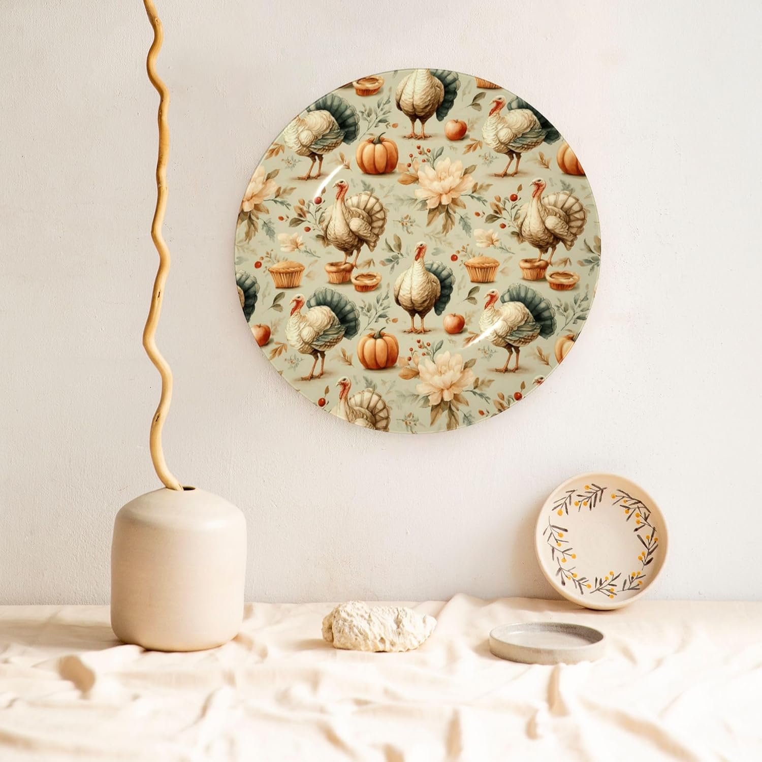 Decorative Plate Ceramic Plate for Wall Hanging 10in Accent Plate for Office Living Room Hallway Table Decor - Turkey and Thanksgiving 1
