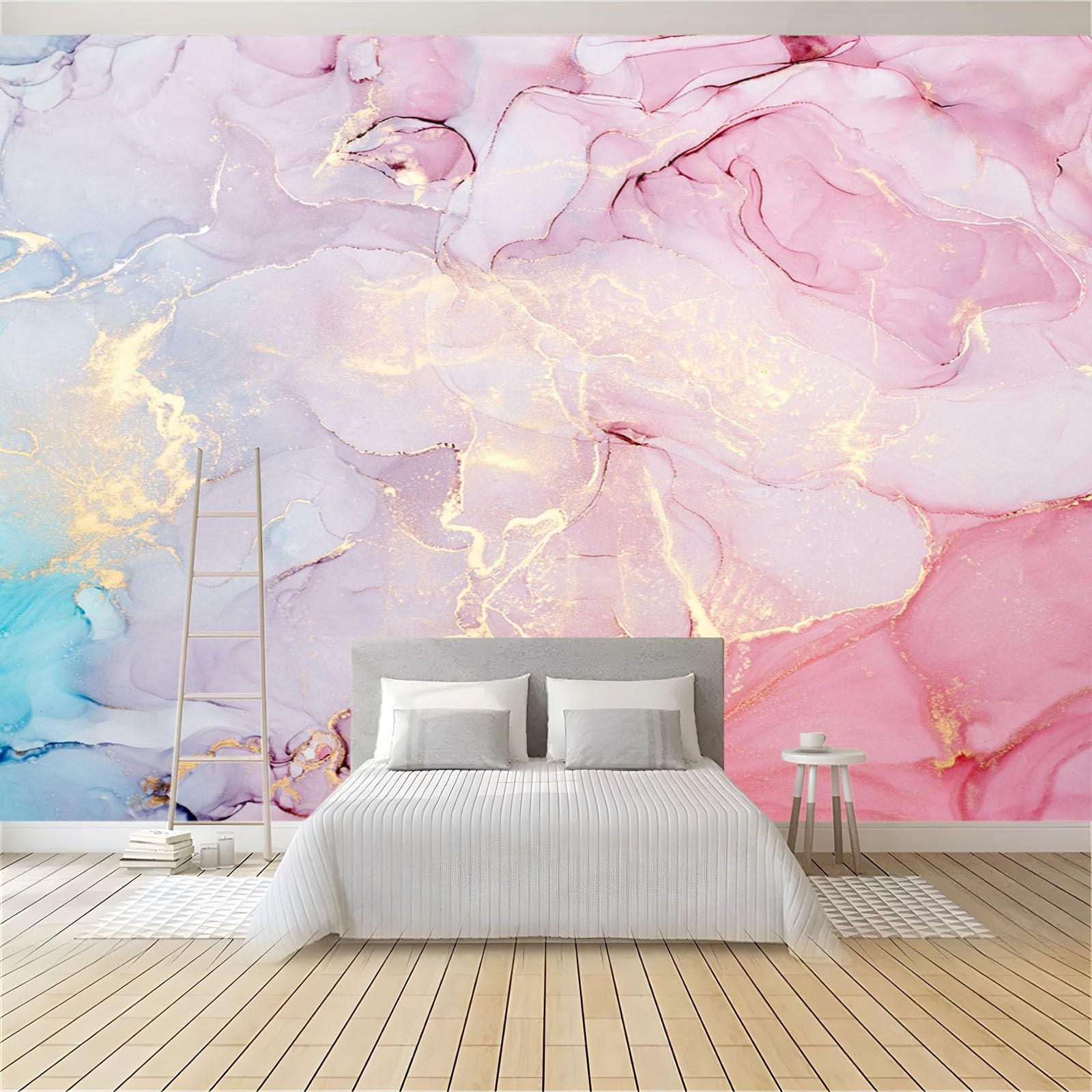 Papier Peint Panoramique Marbre Rose 350x256 cm pour Salon