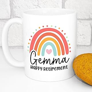 Personalised Retirement Mug - Rainbow - Add Any Name | Personalised Retirement Gift, Retirement Present. Gifts for Retirement | Custom Retirement Gift | Women's Retirement Gift, Men's Retirement Gift