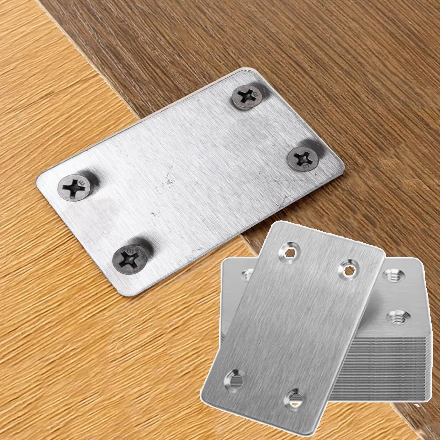 Pack of 5 Flat Metal Straight Brace Bracket 0.06inch Thickness Metal Flat Straight Mending Plates Fixing Corner Brace with 20 Screws (6x3.8cm)