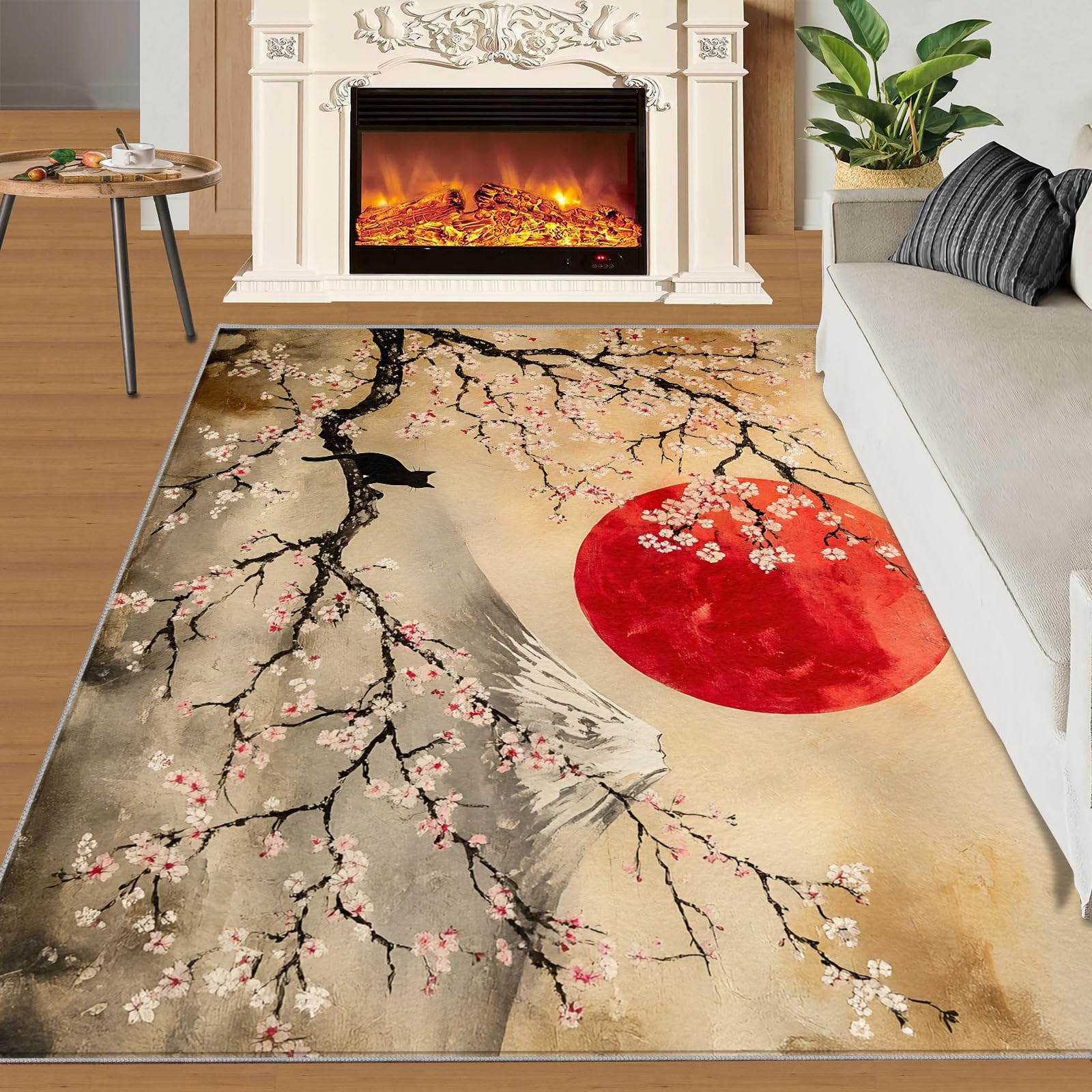 Tapis japonais lavable pour salon, chambre à coucher, salon, bureau, bureau, 180 x 240 cm