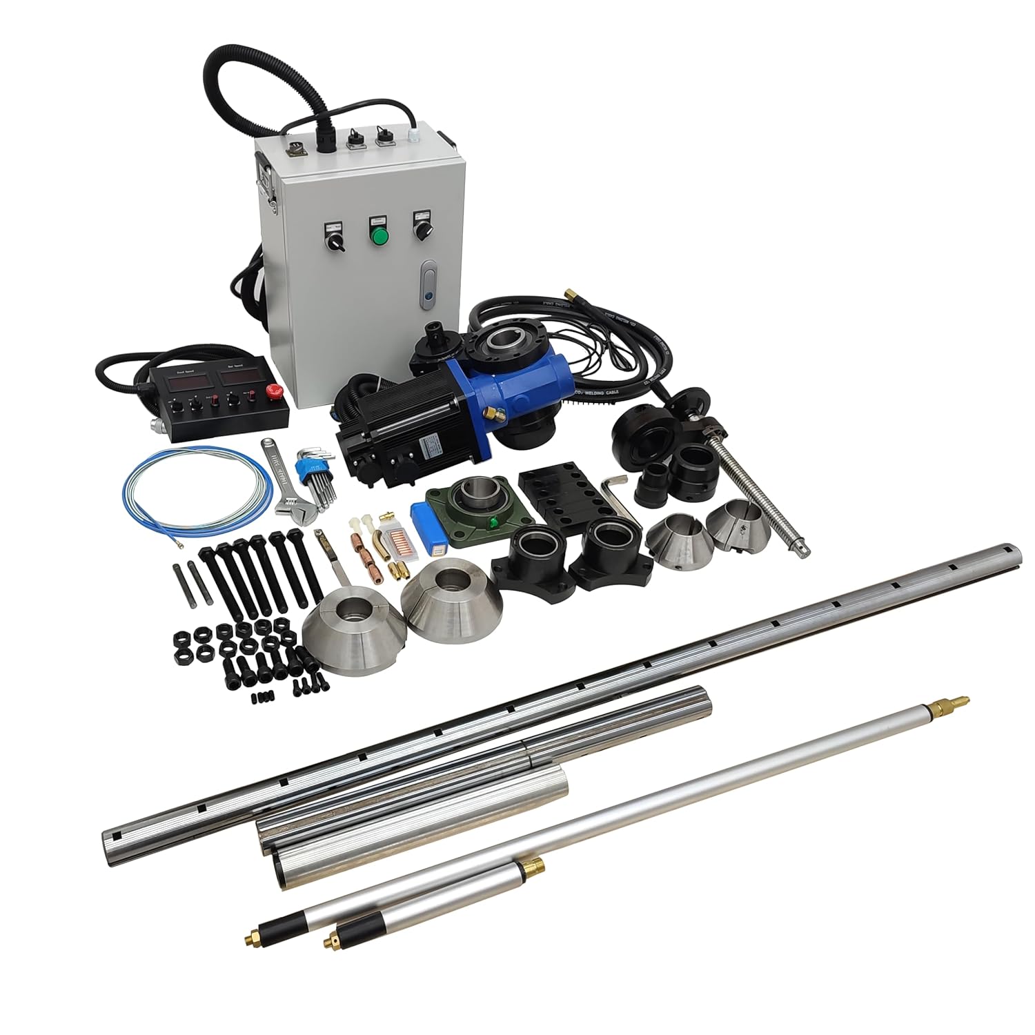 INTSUPERMAI Portable Line Boring and Welding Machine Bore Welder 110V Hole Drilling Connecting Rod Boring Machine Processing Hole Ф55-300mm European Connector NO Welder for Excavators Cranes Loaders
