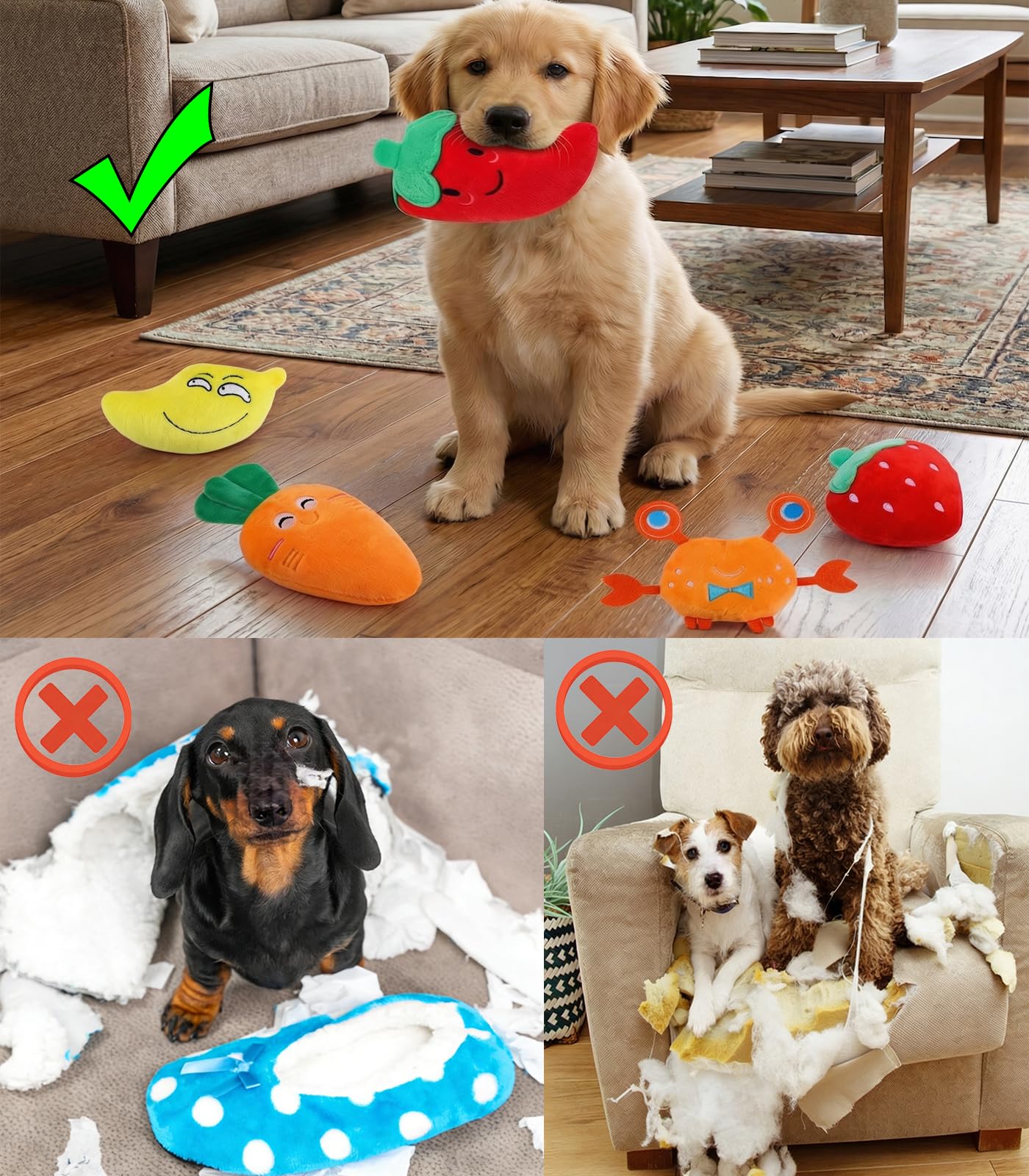 Set di 30 giocattoli per cani che scricchiolano, assortimento di giocattoli di peluche per cani, cuccioli di animali domestici, giocattoli da masticare per cani, con sonaglio, per dentizione
