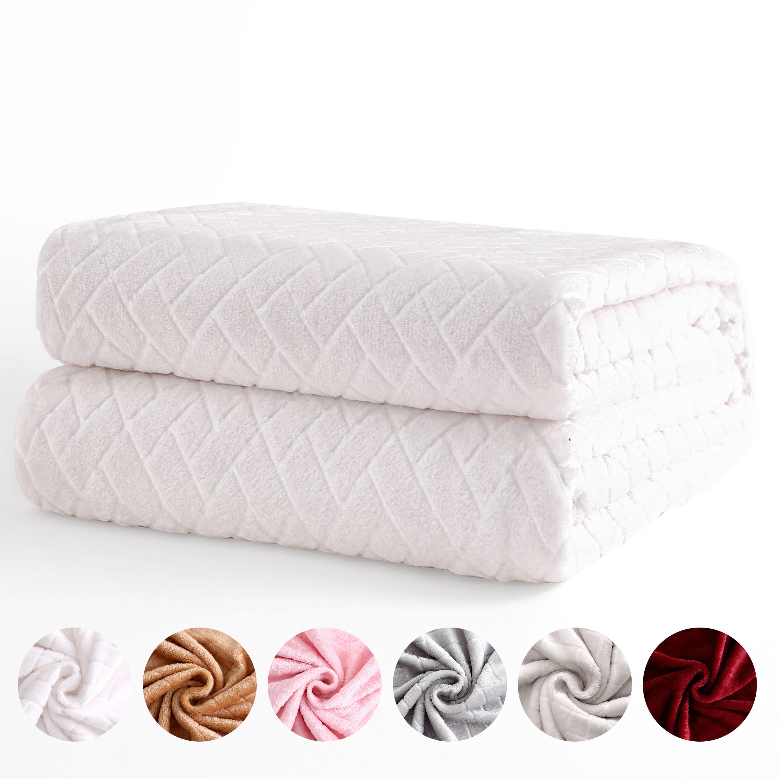 HOMEYA - Mantas para Sofás de Franela 130X160CM con Diseño Ladrillos - Mantas para Cama de 90cm 100% Poliéster Suave y Cómodo, Blanco Roto