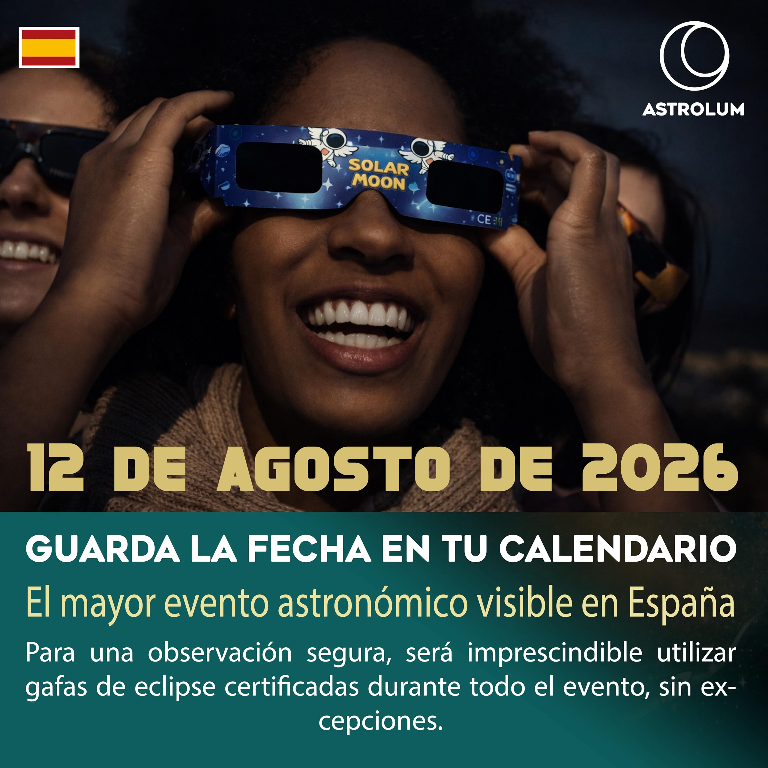 Gafas Eclipse Solar Homologadas ISO 12312-2:2015 y Certificadas CE para Observar Eclipses con Máxima Seguridad, Cumplen Normativa UE 2016/425, Fabricante Español, Color Azul — view 9