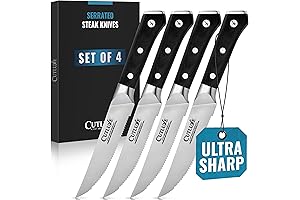 Cutluxe Serrated Steak Knives Set of 4: Forged Excellence for Culinary Masters