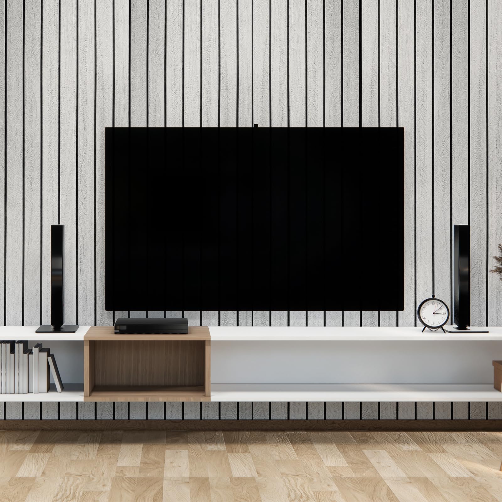 Paneles acústicos autoadhesivos de madera, 300 x 40 cm, paneles de pared con aspecto de madera, decoración de pared, paneles de láminas 3D, placa de insonorización de chapa de madera, paneles de techo