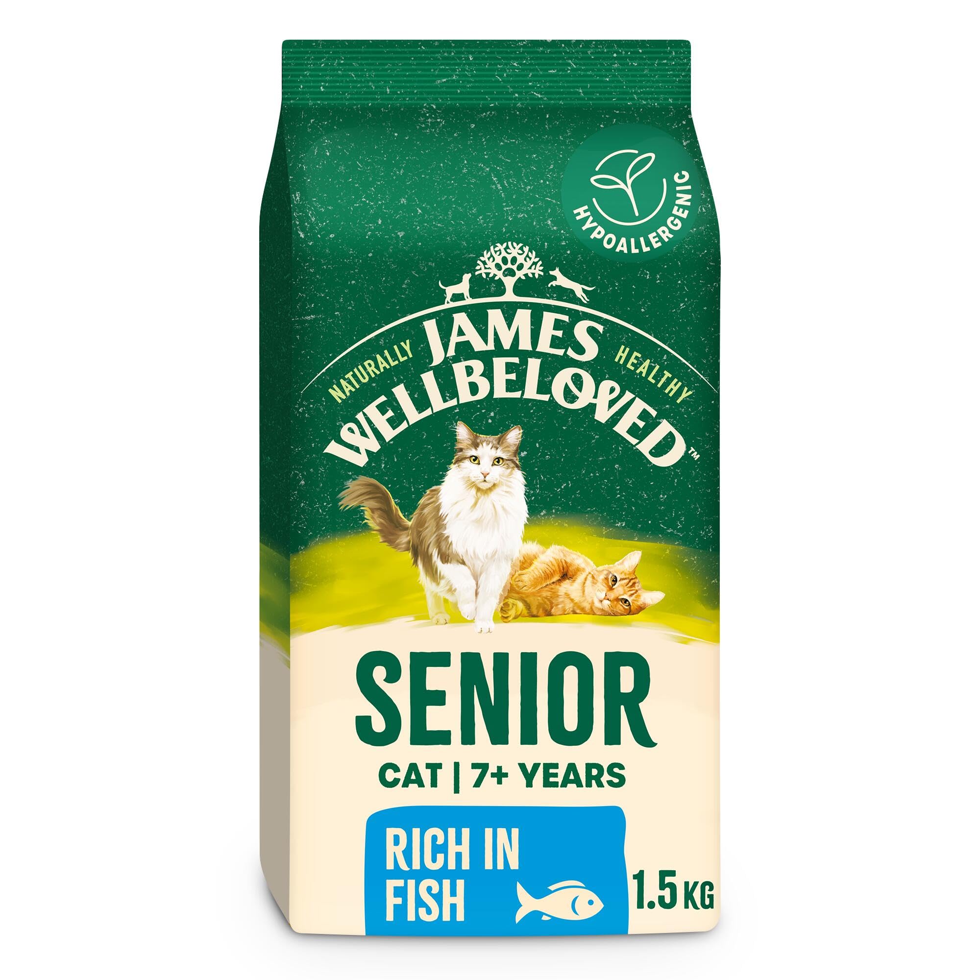1.5kg James Wellbeloved Natural Senior Complete Dry Cat Food Rich in Fish
