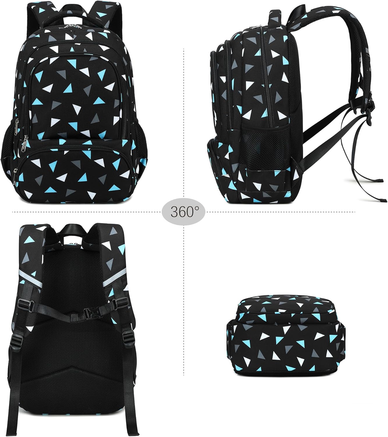 abshoo Lightweight Kids Backpack For School Boys Bookbag Kindergarten Elementary School Bags (Geometry Black)