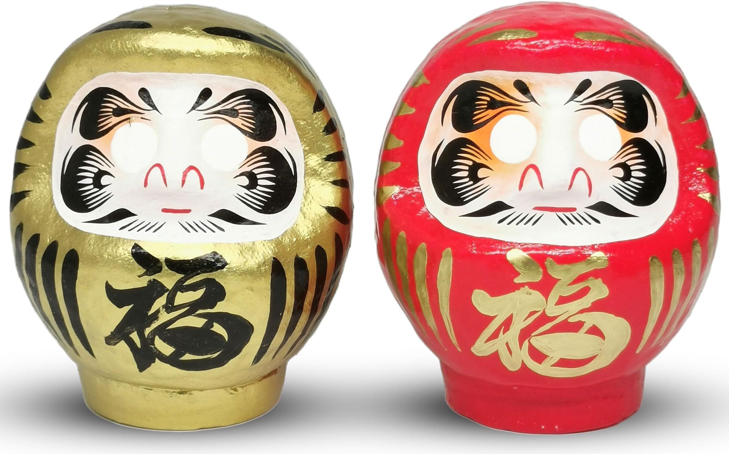 Takasaki Darumadoll 3.7inch, Set of 2 Pieces(Gold&Red), Paper-Mache, Traditional Crafts, Handcrafted in Japan