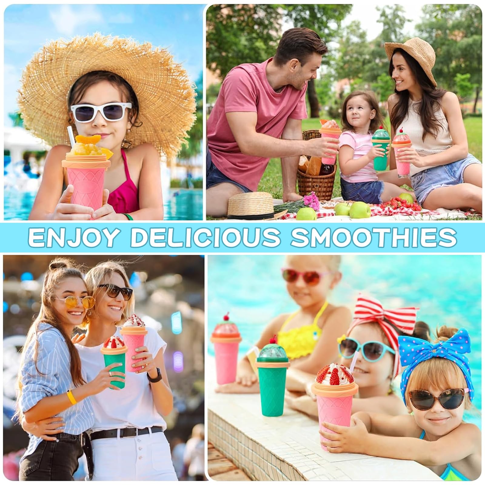 Coppa Per Granita E Frullati Fai Da Te - Con Cannuccia E Cucchiaio 2 In 1 - Ideale Per Estate E Bambini - Foto 8