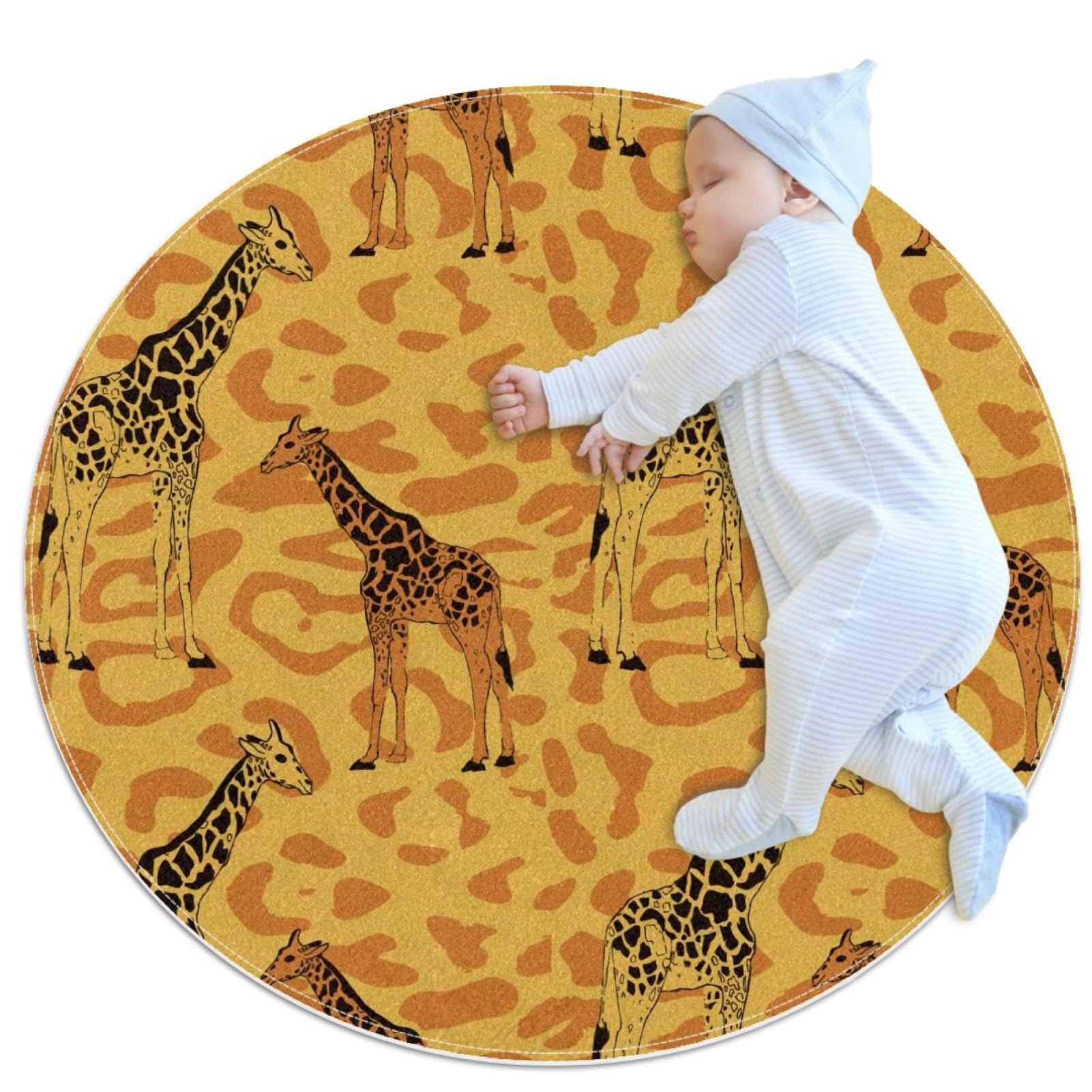Tapis de salle de bain girafe imprimé guépard rond 1m antidérapant chambre