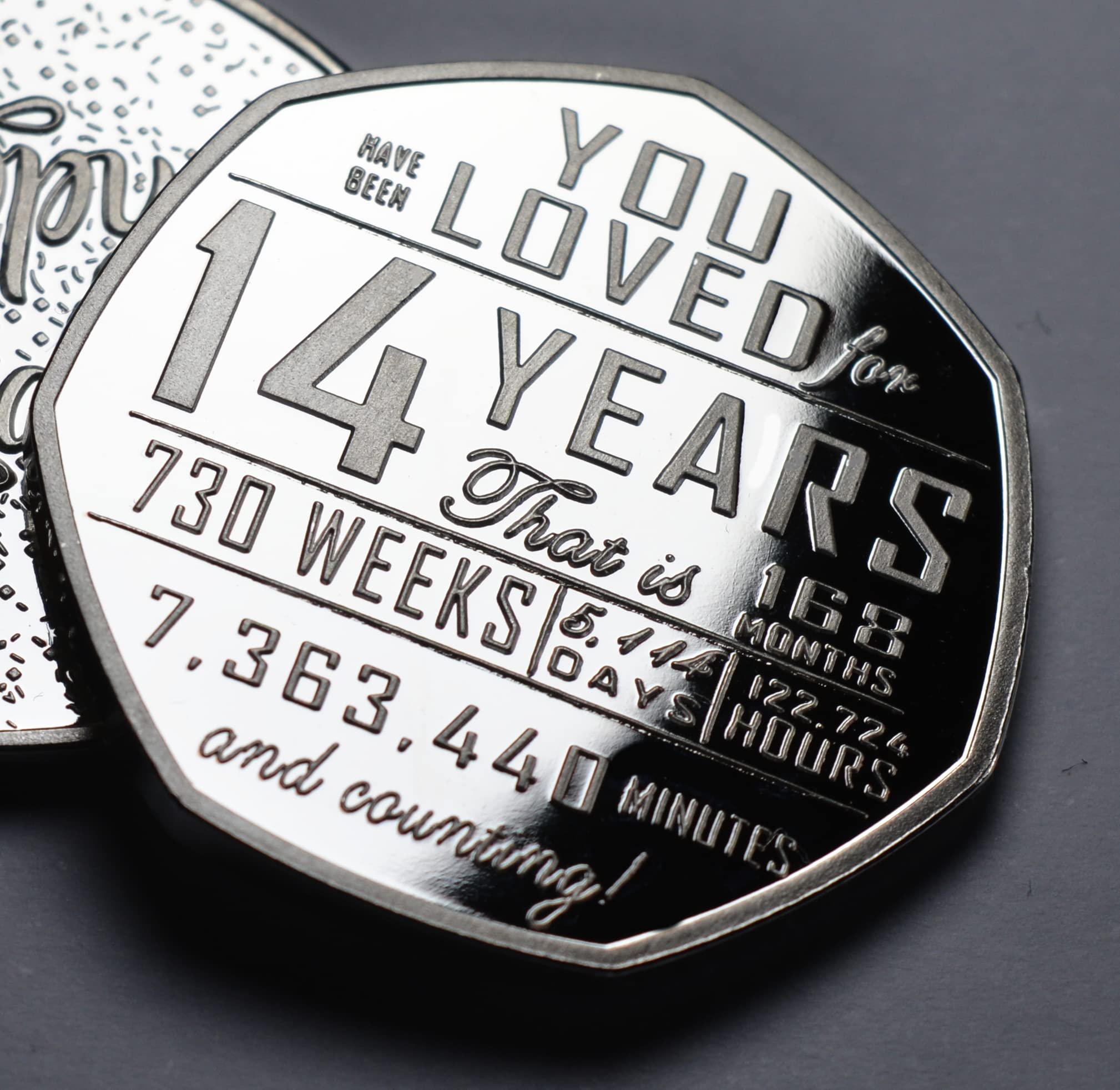 14th Birthday Silver Commemorative. 14 Years 'And Counting' Gift/Present Congratulations/Party/Ideas Celebrating 14 Fourteen. Son/Daughter/Grandson/Granddaughter