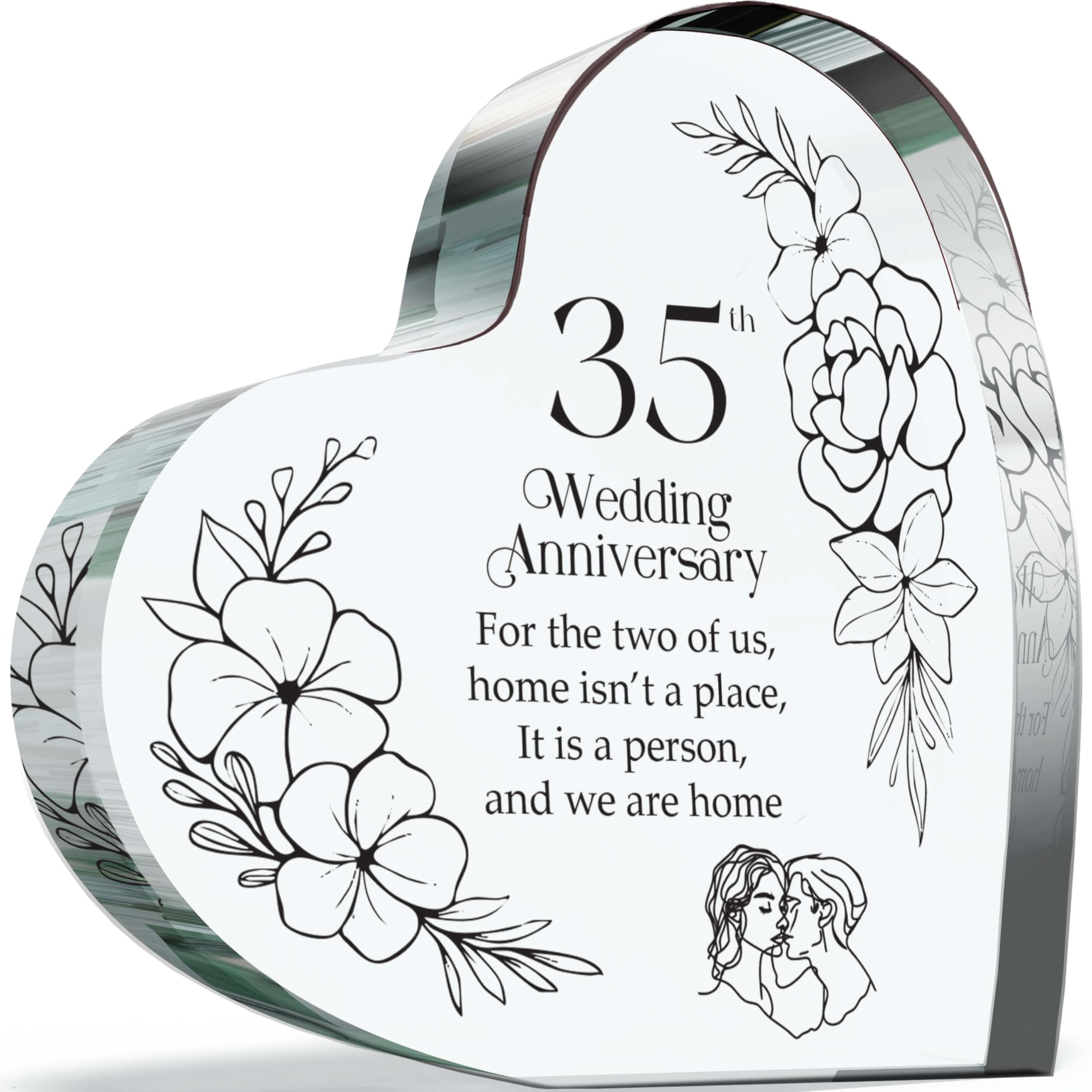 Coral Anniversary Acrylic Heart Plaque for Wife or Husband