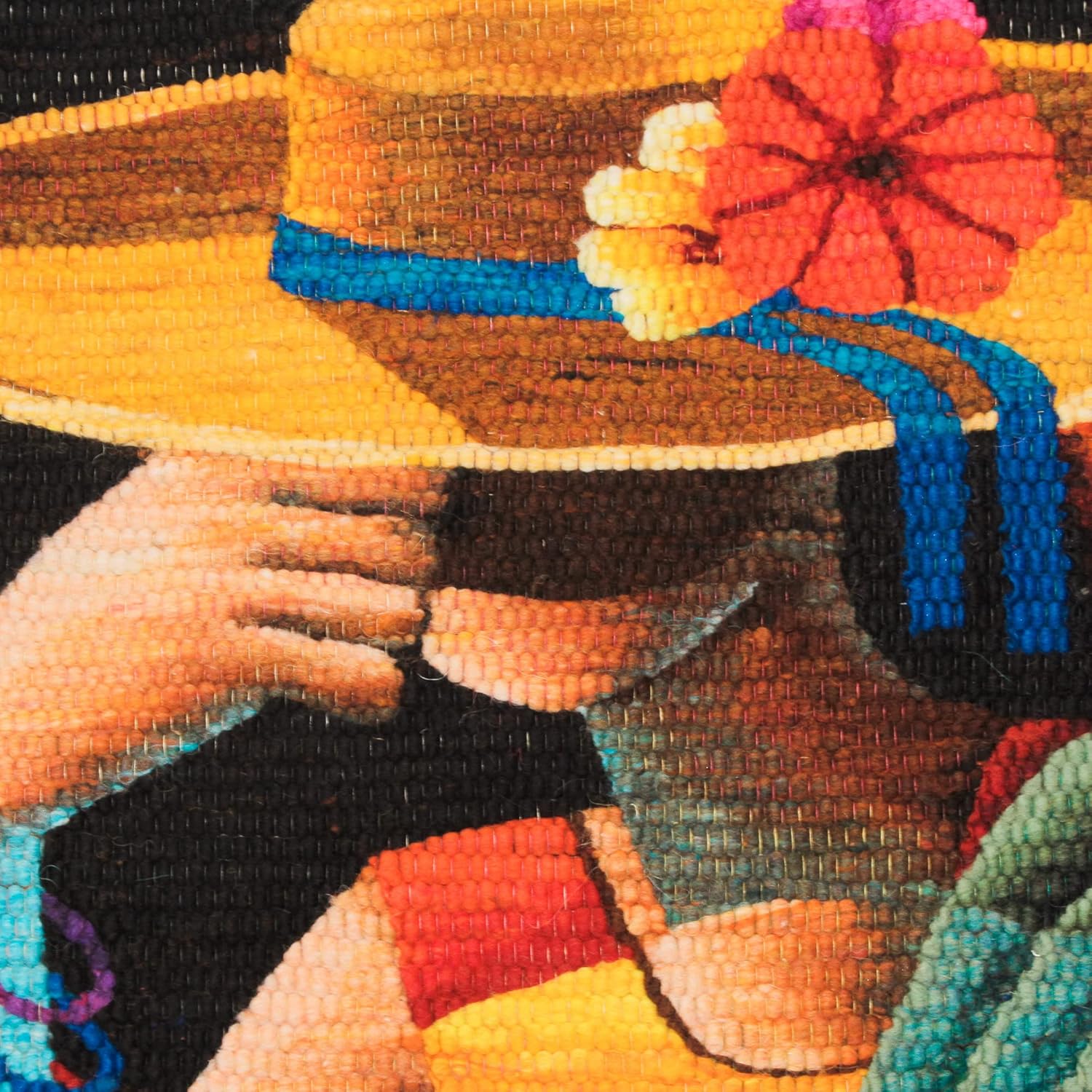 NOVICA Woman of The Flowers Wool Tapestry