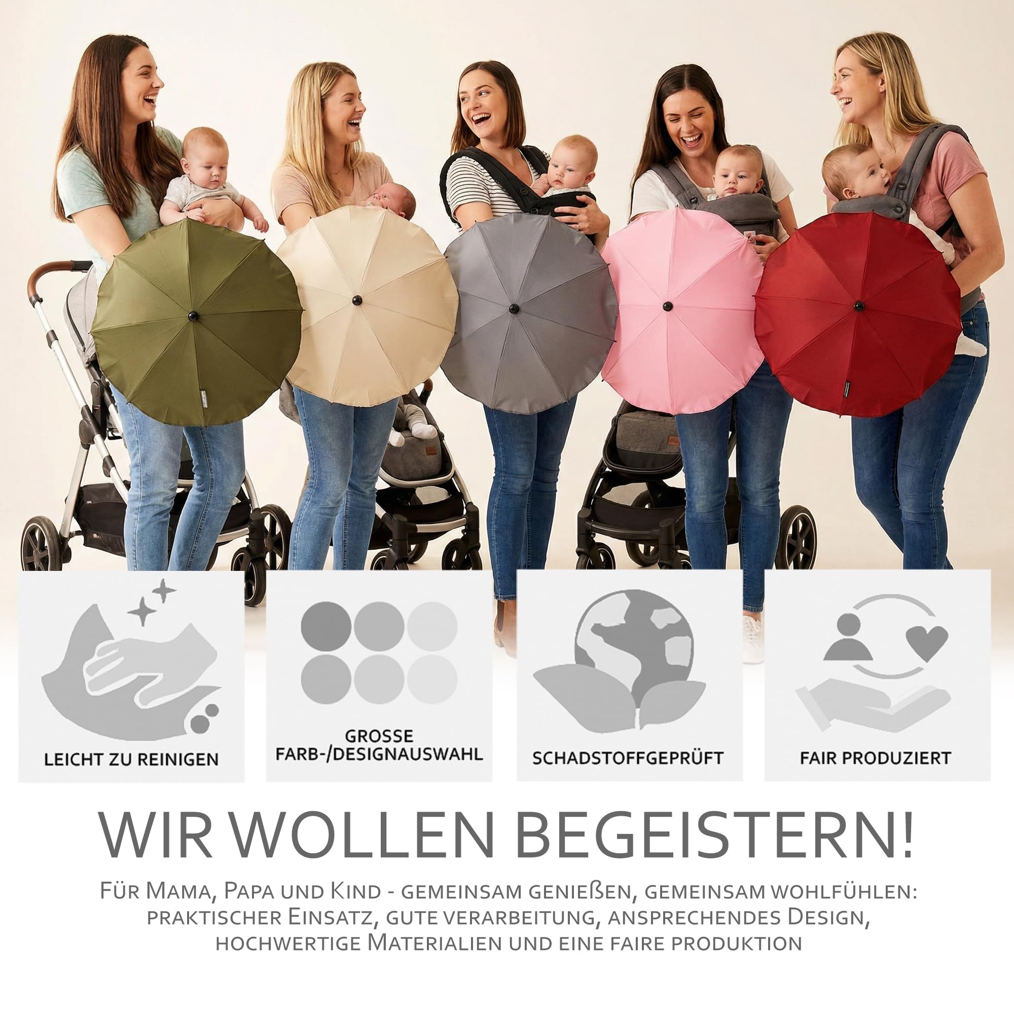 Uniwersalny parasol przeciwsłoneczny do wózków dziecięcych, ochrona przed promieniowaniem UV 50+, z uniwersalnym uchwytem, elastyczny daszek do okrągłych i owalnych rur, regulowany, oliwkowy