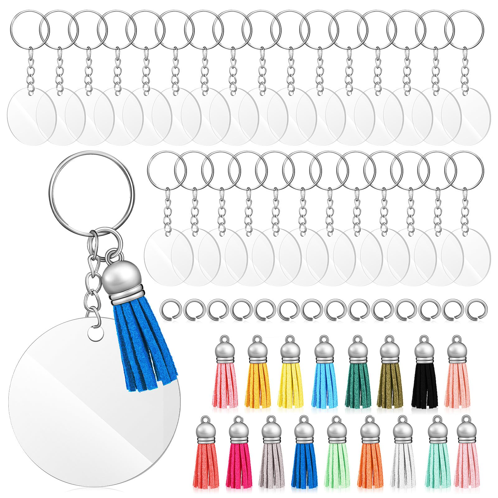 Porte-clés acrylique transparent kit 120 pièces anti-rayures pour DIY