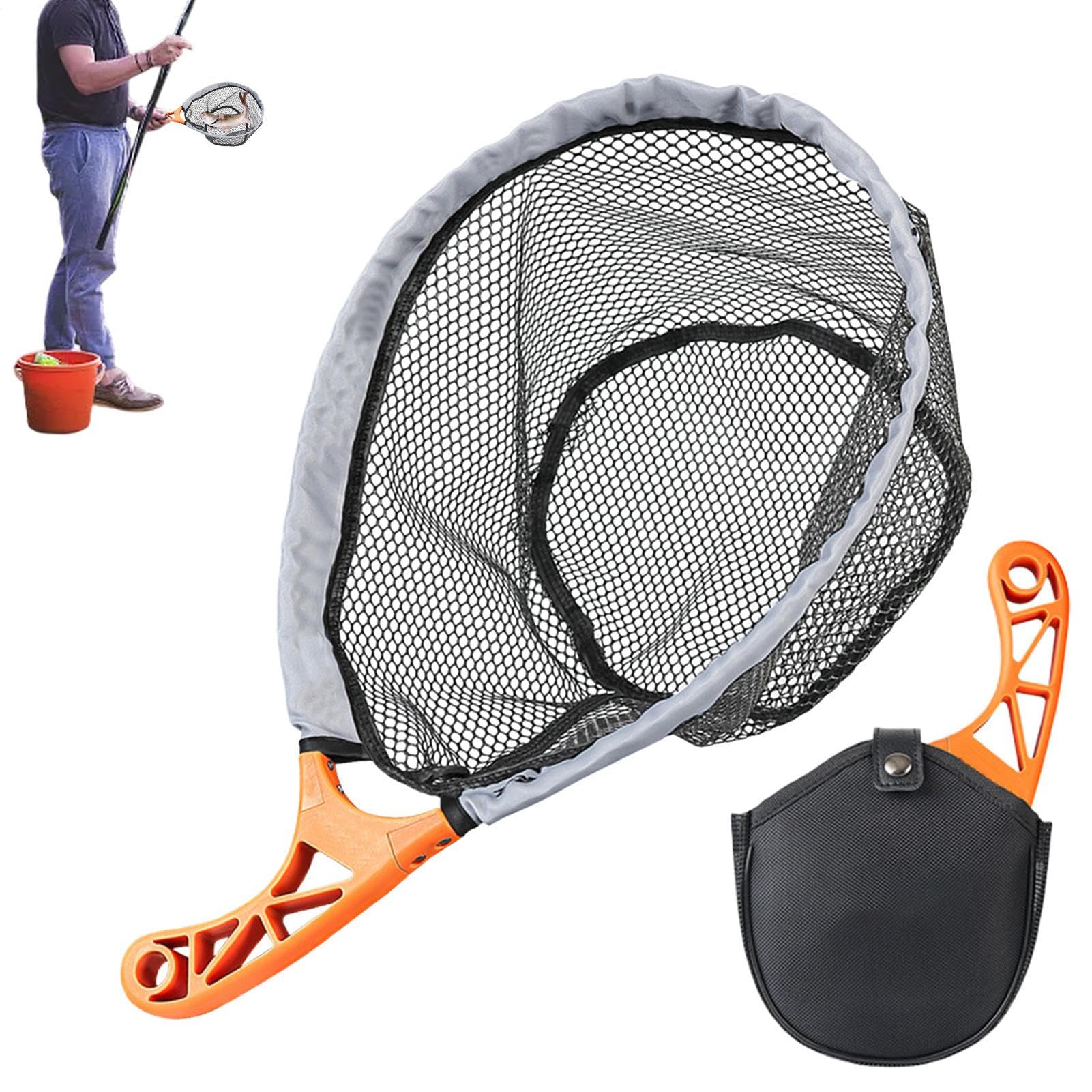 Rete da a mosca, in gomma, rete antiscivolo, per lago, fiume, acqua salata, d'acqua, cattura e rilascio di salmone, pesce gatto, spigola, campeggio all'aperto, barca, design leggero