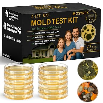 Mold Test Kit for Home, 12 Detection Tests, DIY Black Mold Detector Testing Kit, Indoor Air Quality Testing for HVAC System & Surfaces, Lab Analysis, Identification Guide 12