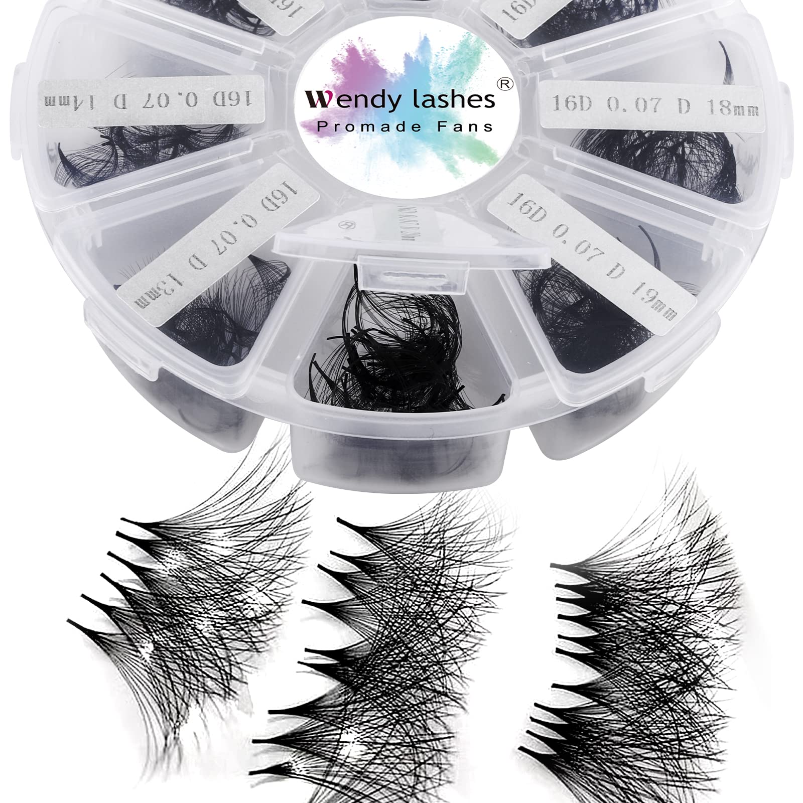 Fertige Fächer Wimpern Extension 16D 500 Stück 13-20mm 0,07mm D Curl Fertig Volumen Wimpern Fächer Premade Volume Fans Russische Wimpernverlängerung(500-16D-0,07-D-13-20)