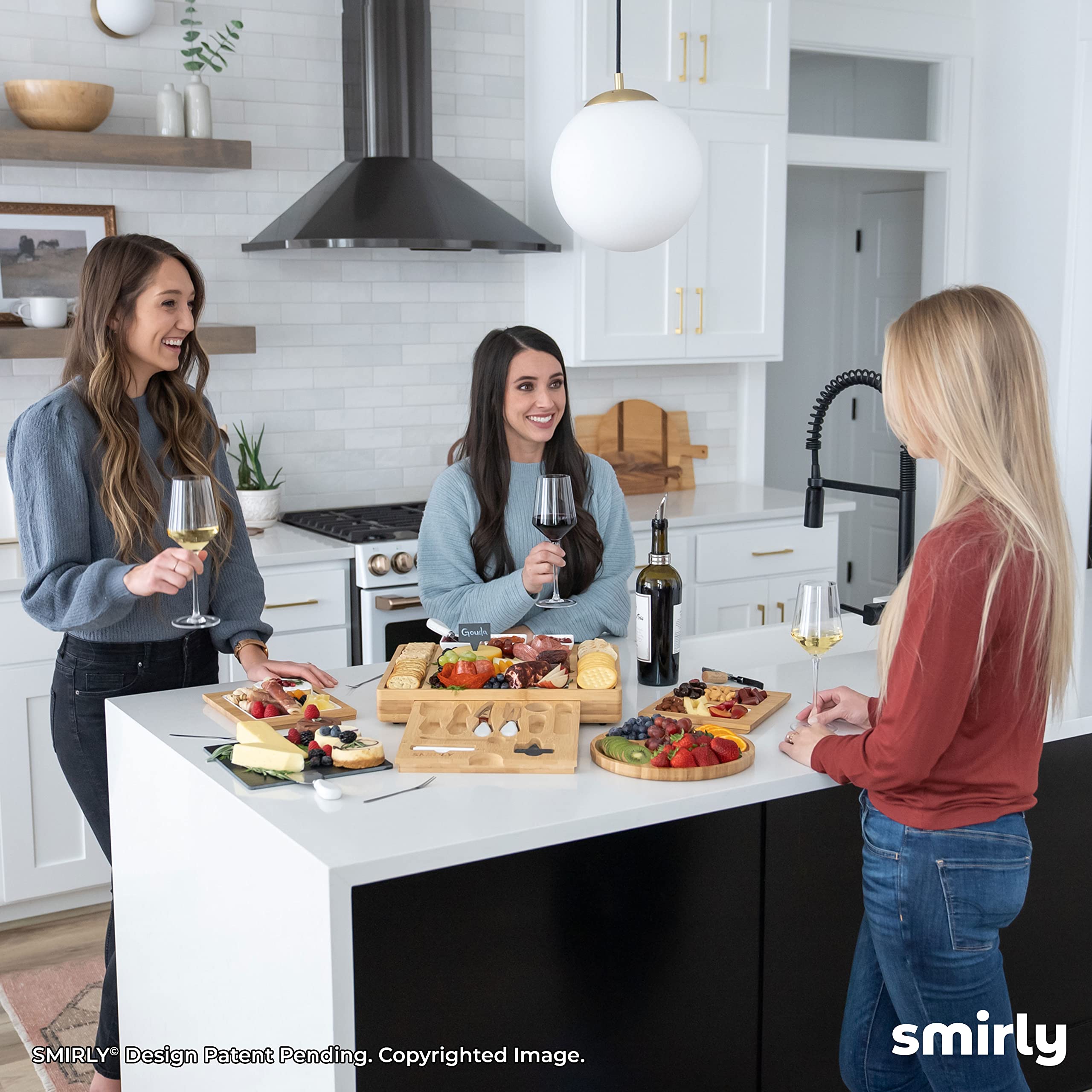 SMIRLY Set di taglieri per salumi: tagliere in bambù con accessori, perfetto per riunioni e regali