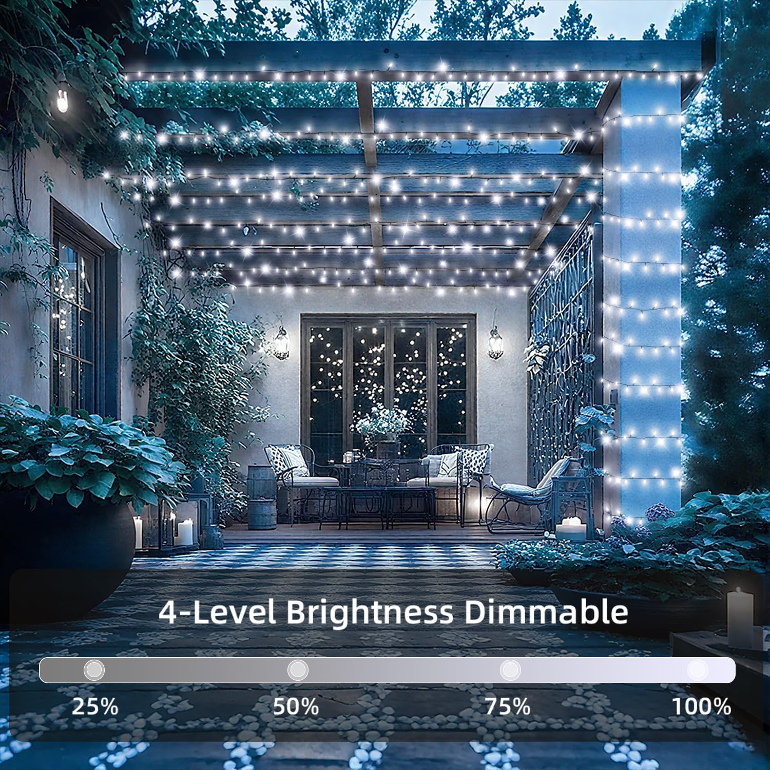 JXLEDAYY 403 FT 1000 LED Christmas Lights Outdoor Fairy Lights Plug in Extra Long String Lights Waterproof 8 Modes Timer for Outside House Tree Garden Yard Wedding Party Decorations-Cool White