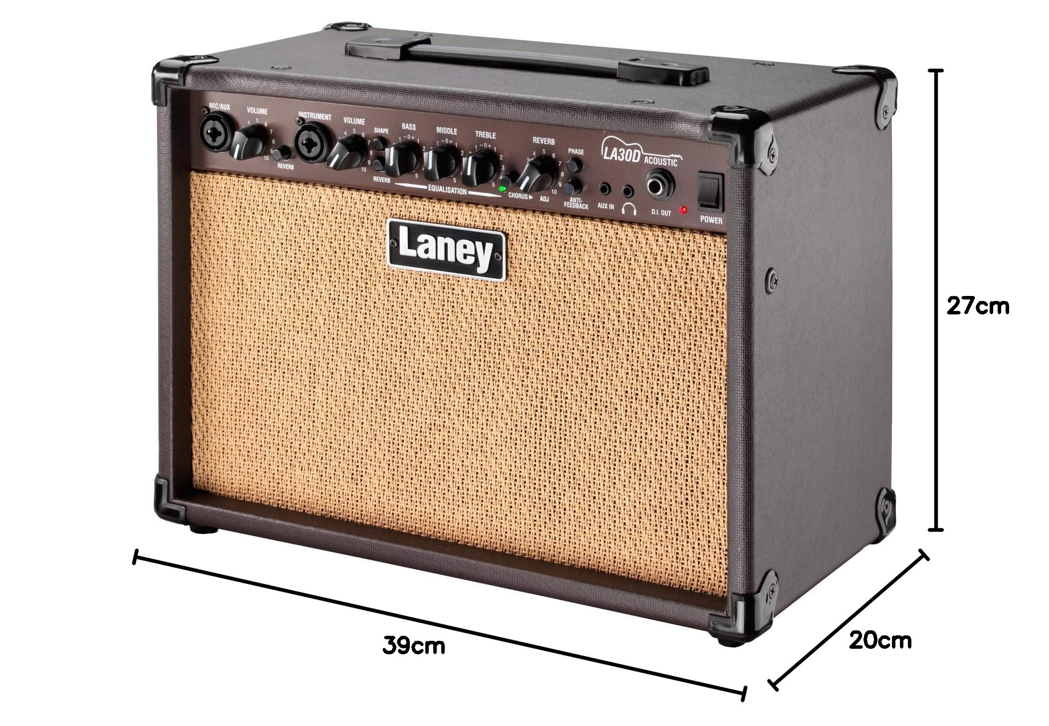 Laney LA Series LA30D - Acoustic Guitar Combo Amp - 30W - 2 x 6.5 inch Woofers - Chorus - Reverb
