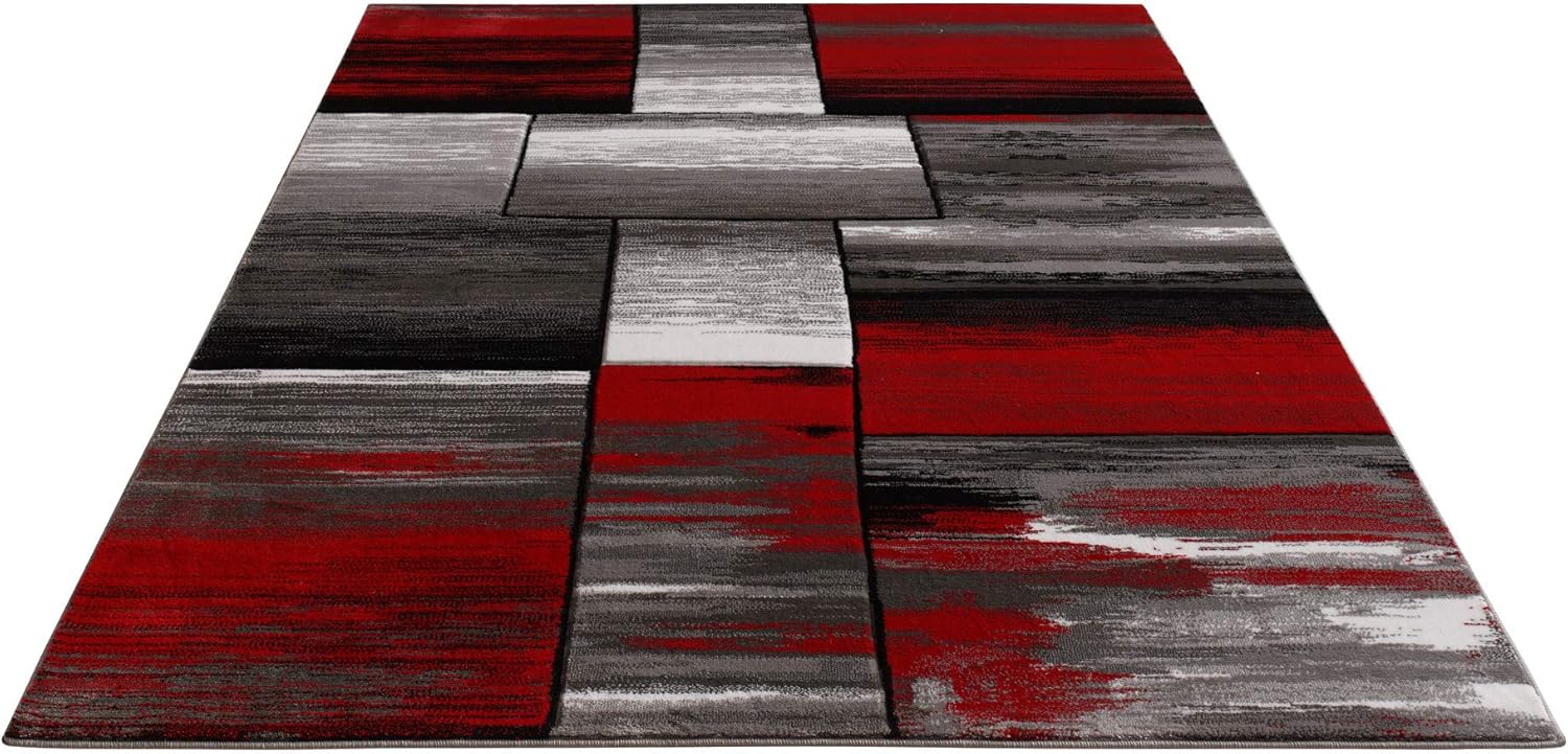 Copper Currant Red Grey Living Room Area Rug Contemporary Modern ...