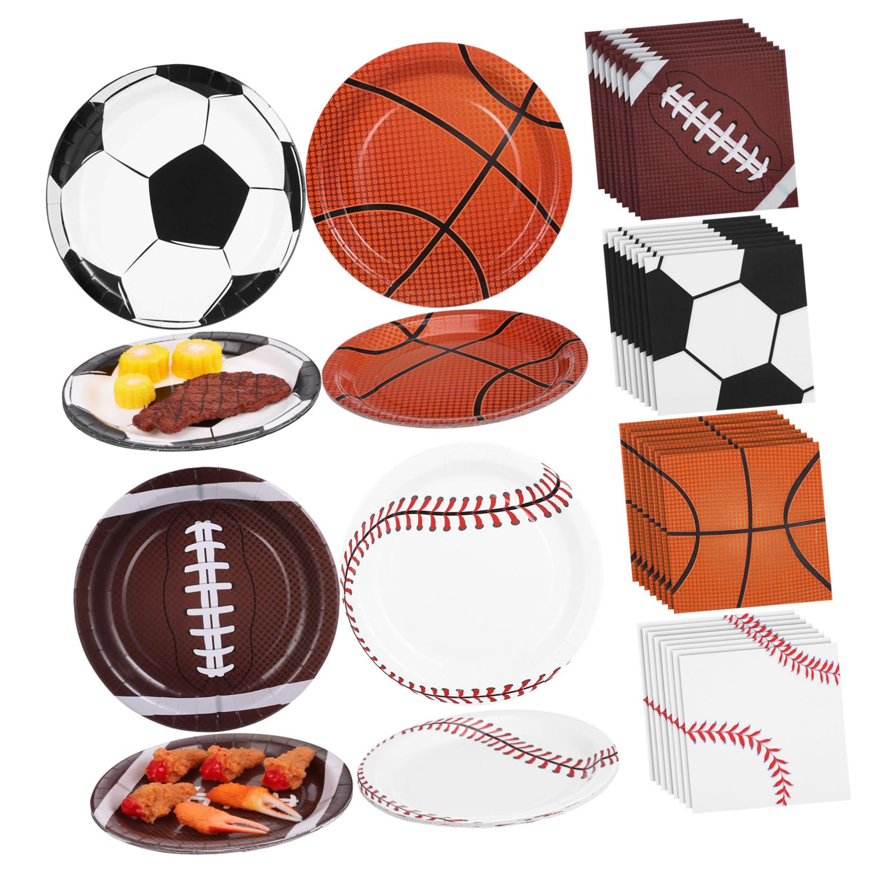 Assiettes et serviettes jetables sport anti-corvée vaisselle anniversaire