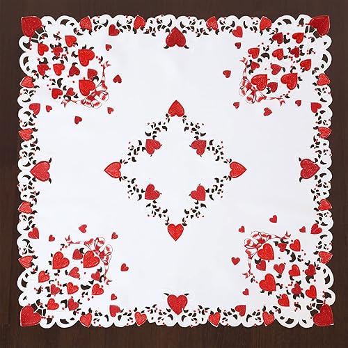 Miniatura 7 de Grelucgo Mantel bordado para el 14 de febrero del día de San Valentín (redondo de 70 pulgadas)