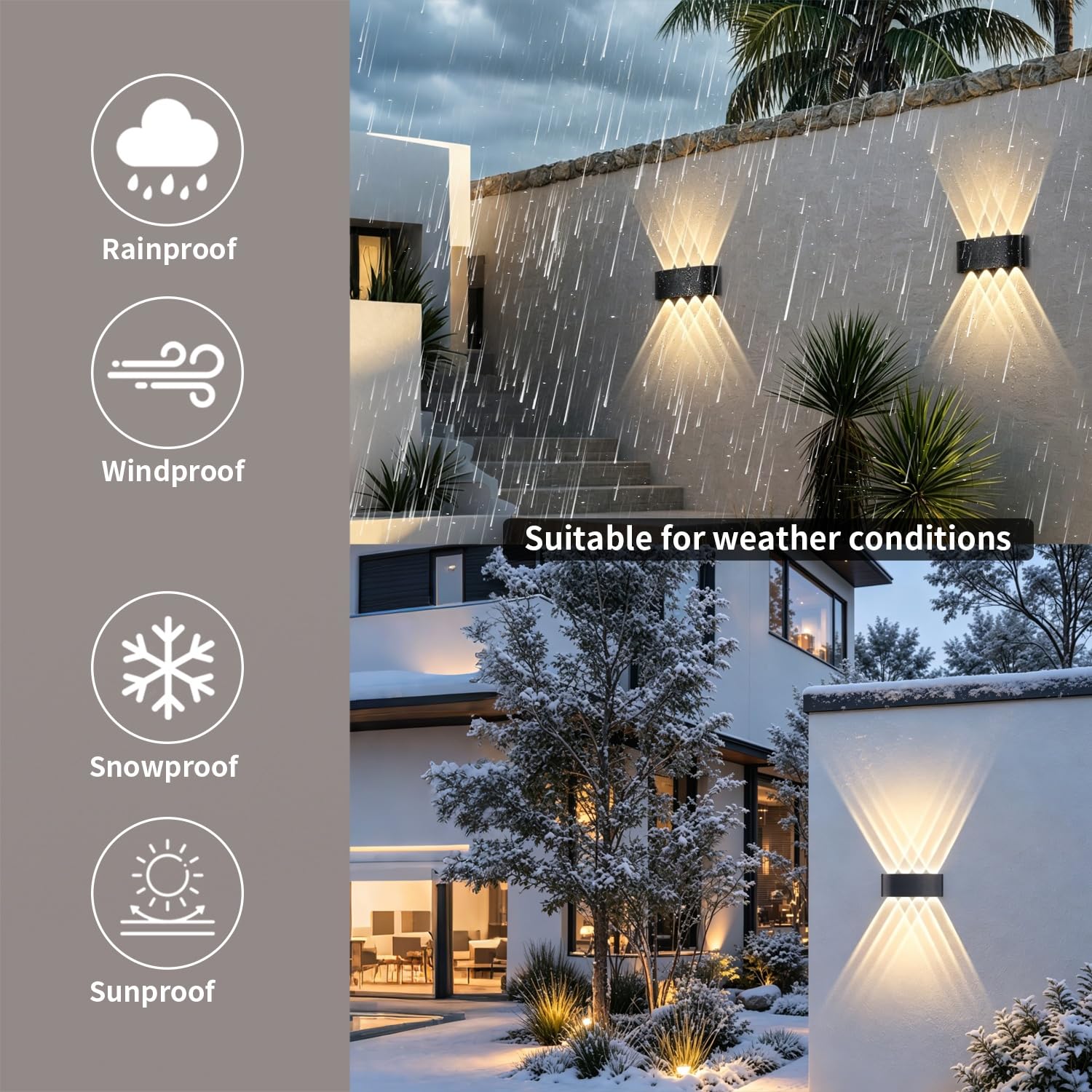 Jiehe Appliques da parete LED Interno/Esterno, 8W LED Lampada da Parete Bianco Caldo 3000K, Design Moderno in Alluminio IP65 Impermeabile per Soggiorno, Camera da Letto, Corridoio