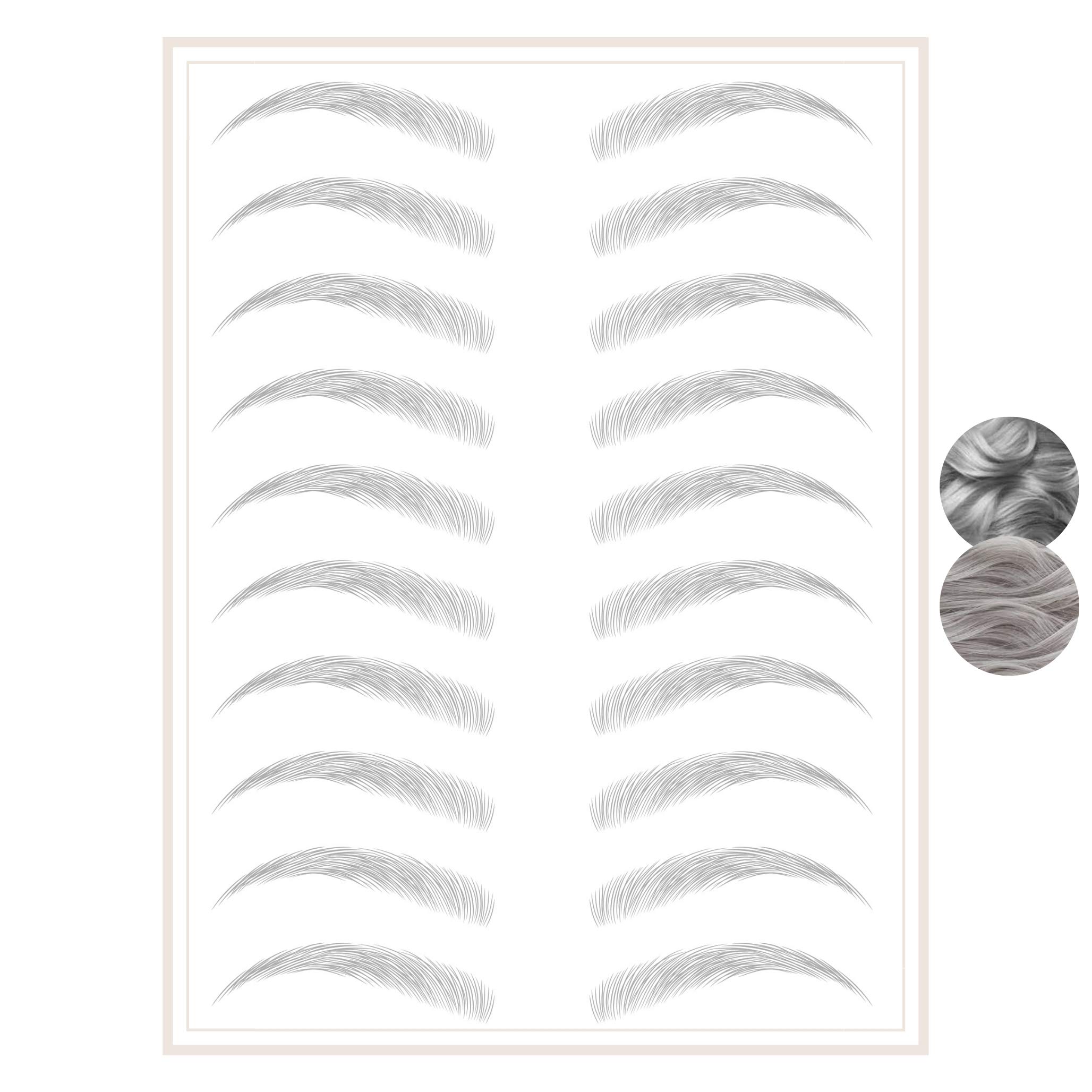 Studio & Co Temporary Eyebrow Tattoos Waterproof Eyebrow Stickers, False Tattoos Hair Like Peel Off Instant Transfer Brow curved gray