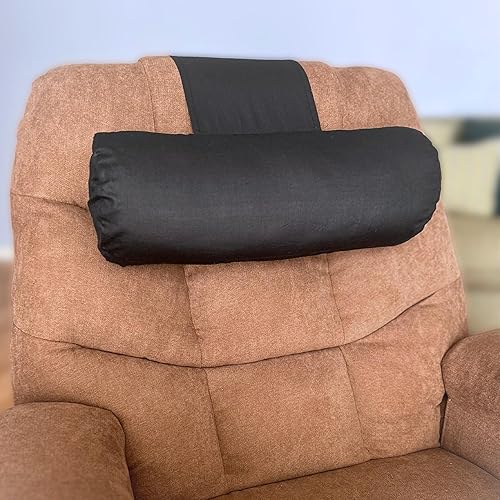 Almohada reclinable para apoyo lumbar, cuello y cervical, dormir, sofá, silla de oficina, reposacabezas, pesado, no requiere velcro, (negro)