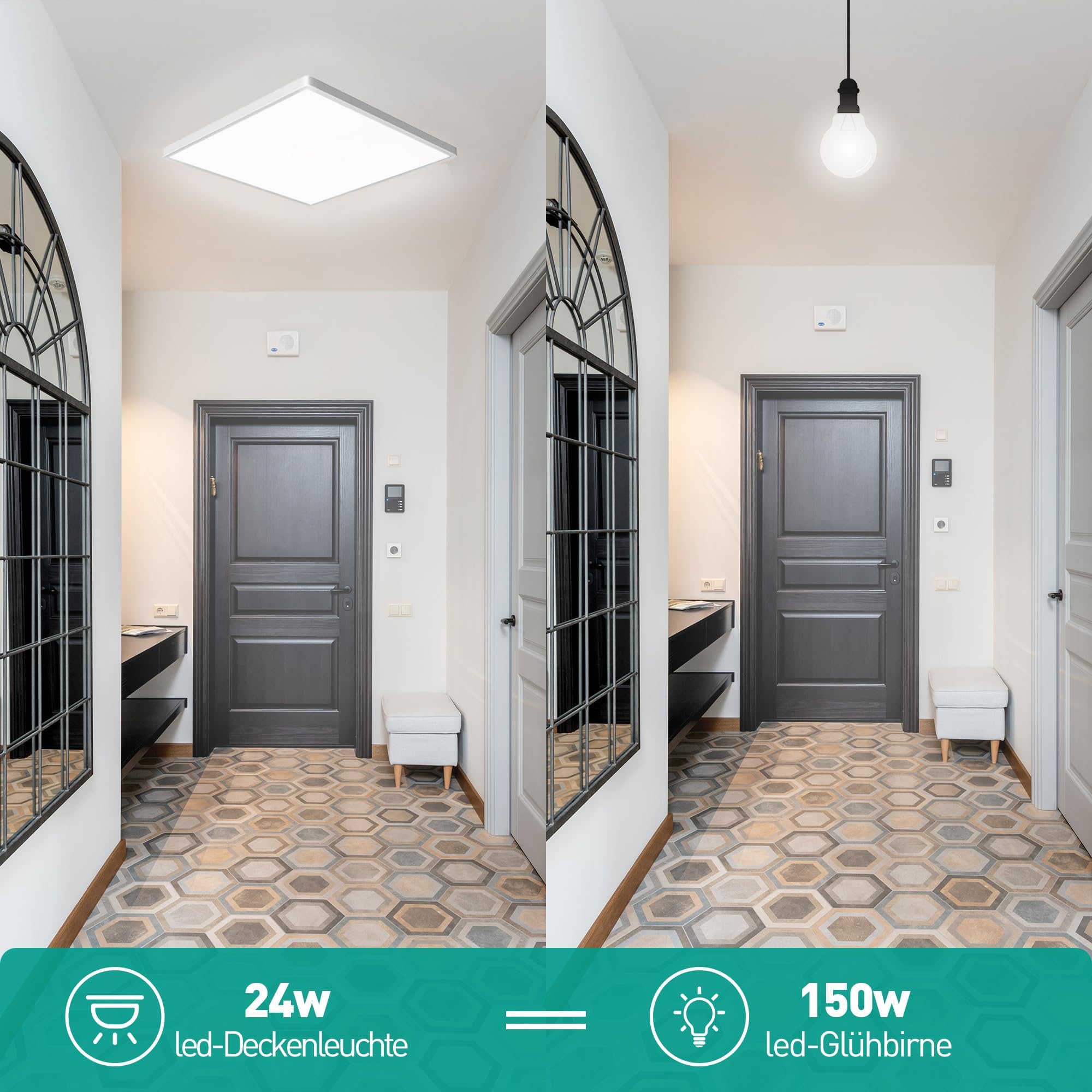 4 Stück Led Deckenleuchte Eckig Deckenlampe 24W 5000K Lampen Led Deckenbeleuchtung für Badezimmer Schlafzimmer Wohnzimmer Küche Bad Keller Balkon,Ultra Dünn Wohnzimmerleuchte 29*H2.5cm