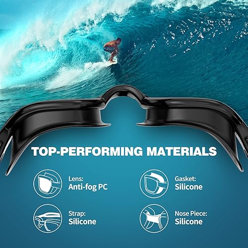 Vista 3 de Robee Gafas de natación, gafas de natación polarizadas para adultos, para hombres, mujeres y jóvenes, gafas de piscina de agua
