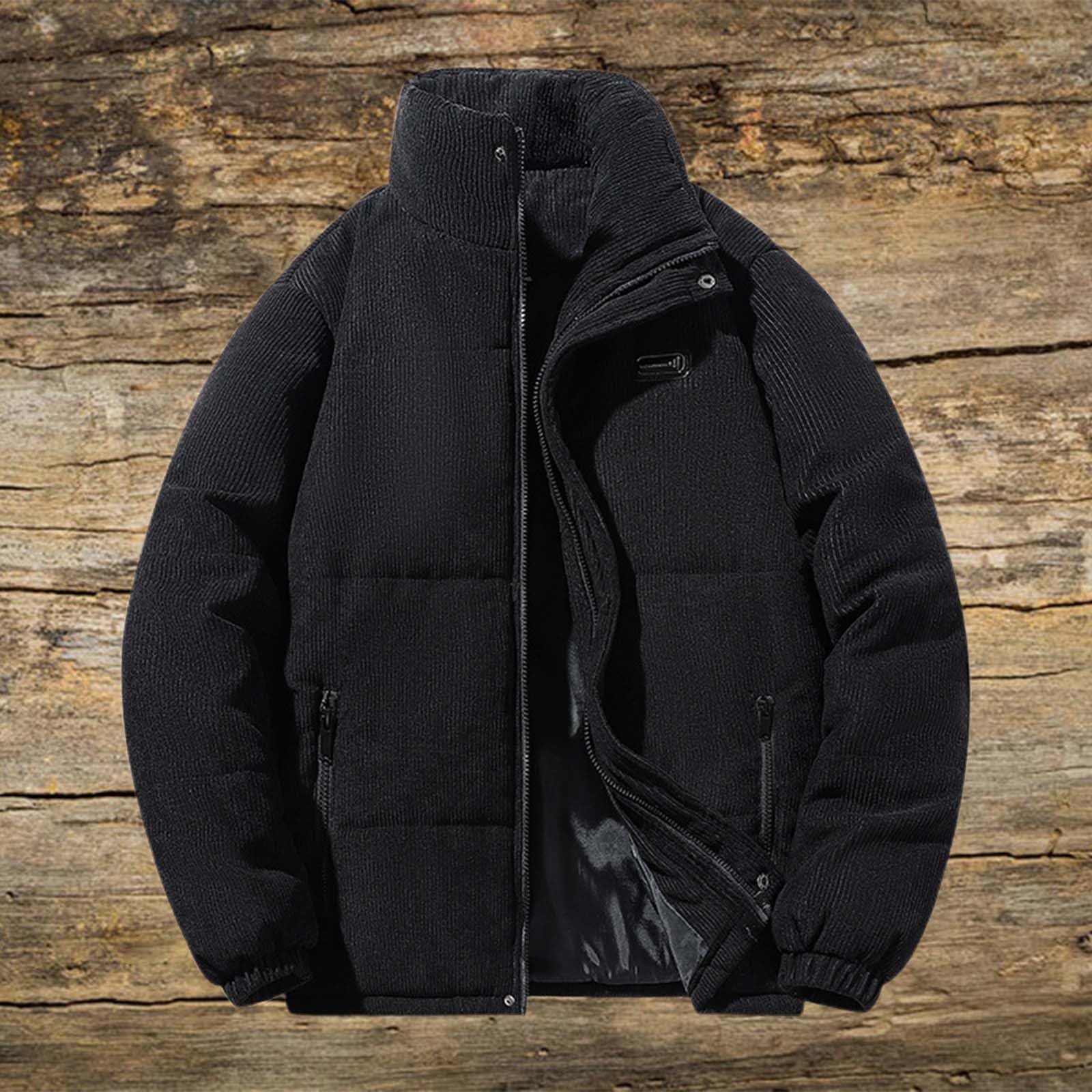 Giubbotto Uomo Invernale Giacche da in Velluto a Coste con Cerniera Collo Foderato in Pile da Camionista con Tasche