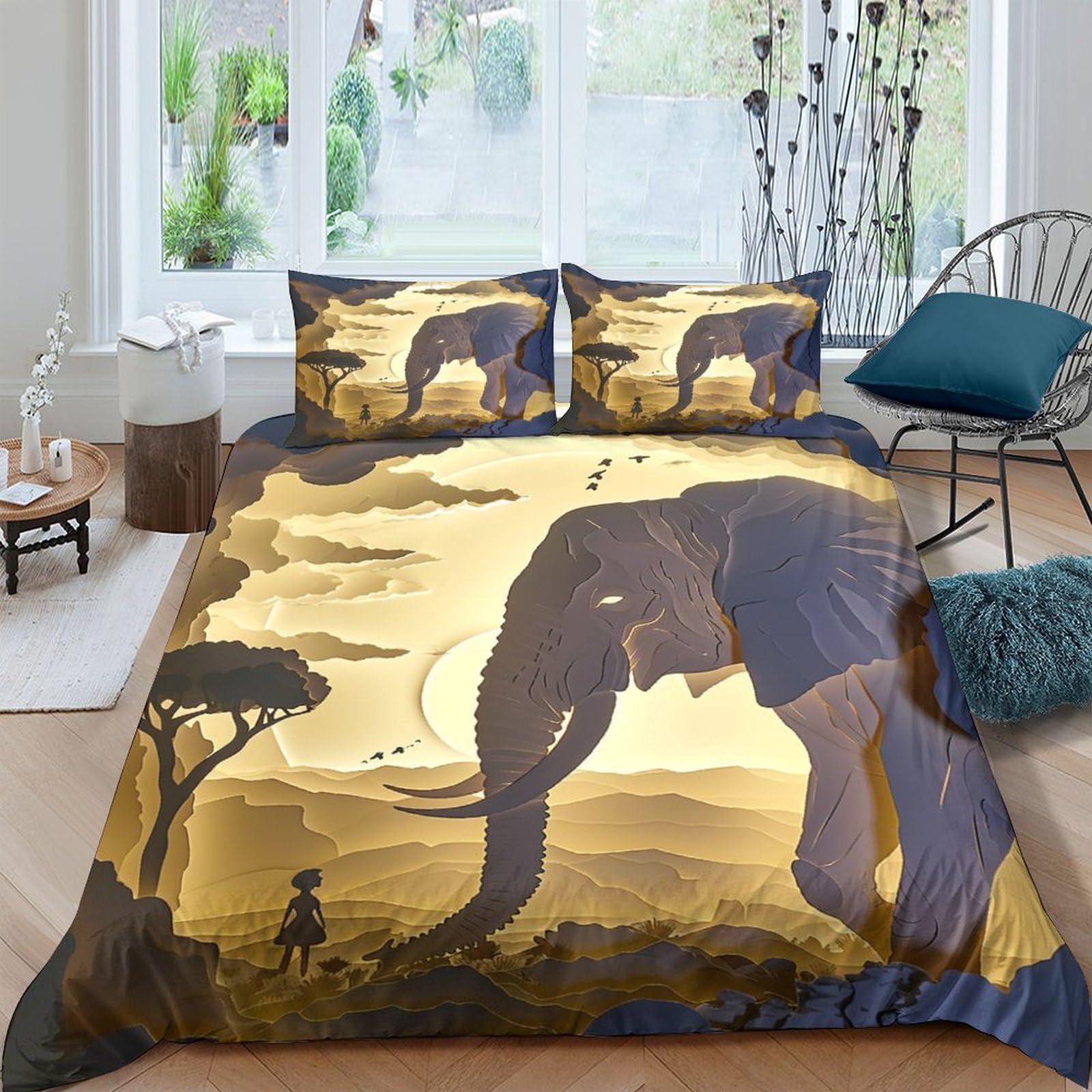 Housse de couette 3 pièces hypoallergénique et taies d'oreiller, parure de lit enfant et ado