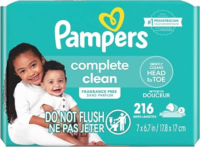 Pampers Complete Clean Baby Wipes - Fragrance Free 3X 216 Count